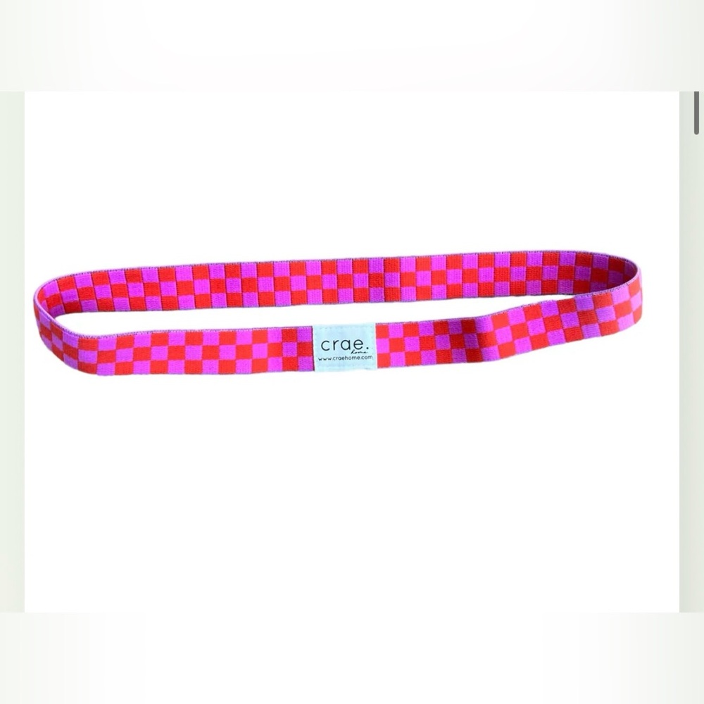 Crae Lounge Chair Pool Towel Band Sadie Pink and Orange Checks